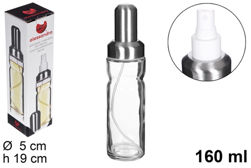[107971] Galheteiro redondo de vidro com rolha de spray 160 ml