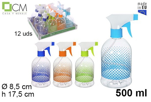 [109246] Botella pulverizadora campana decorado cuadrados 500 ml