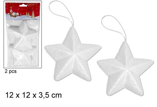 [046606] Pack 2 white polyester stars 12 cm