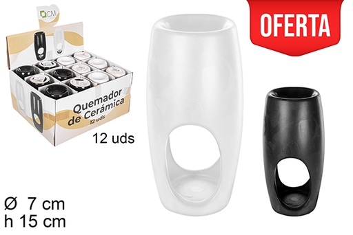 [108670] Brûleur rond en céramique blanc/noir 15 cm