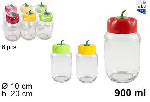 [108004] Bote cristal tapa pimiento 900 ml