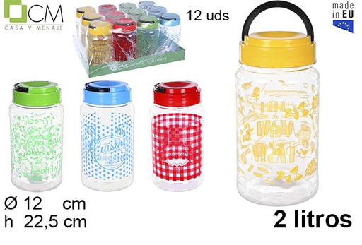 [108663] Decorated plastic jar with handle 2 l.