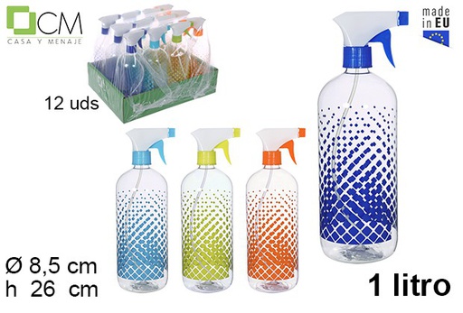 [109242] Botella pulverizadora decoración cuadrados 1 l.