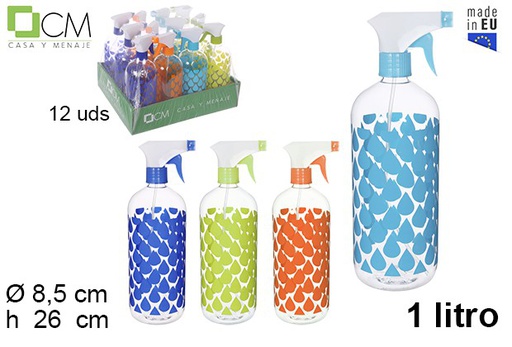 [109243] Botella plástico decoración gotas pulverizador 1 l.