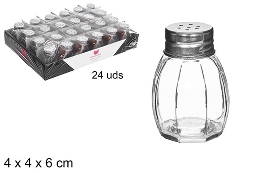 [107911] Salt shaker glass barrel steel lid 55 grams