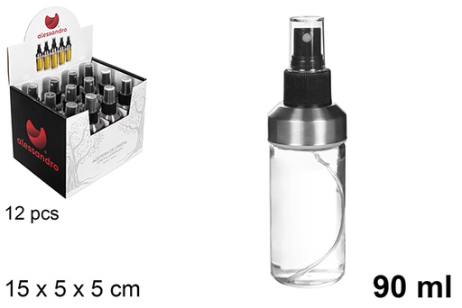 [109188] Aceitera cristal redonda con tapón pulverizador 90 ml  