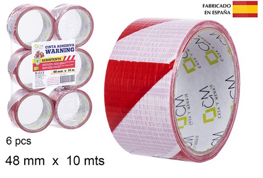 [110455] Red/White Heavy Duty Warning Tape 48 mm x 10 m