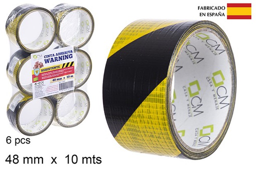 [110456] Strong Yellow/Black Warning Tape 48 mm x 10 m.