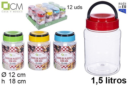 [108657] Transparent plastic jar with handle 1,5 l.