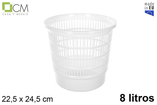 [109663] Papelera plástico rejilla blanca 8 l.