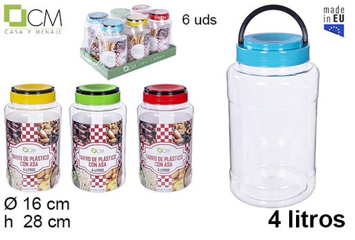 [108665] Transparent plastic jar with handle 4 l.