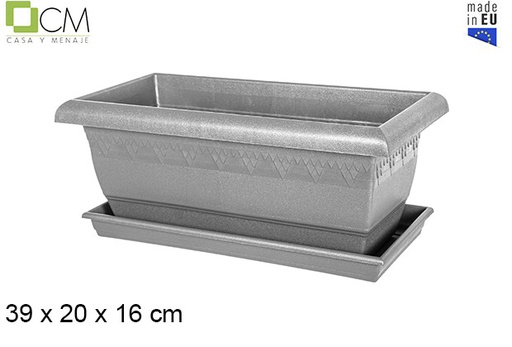 [110499] Elsa planter with gray plate 39 cm