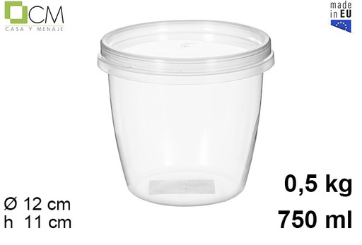 [110458] Oval multipurpose plastic container with hermetic lid 750 ml (0,5 kg)