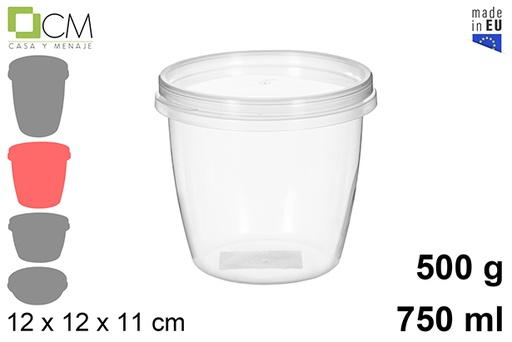 [110458] Récipient ovale multi-usages en plastique avec couvercle hermétique 750 ml (0,5 kg)