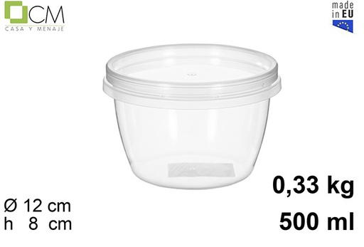 [110459] Oval multipurpose plastic container with hermetic lid 500 ml (0,33 kg)