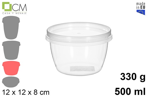 [110459] Recipiente plástico multiuso oval com tampa hermética 500 ml (0,33 kg)