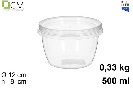 [110459] Recipiente plástico multiuso oval com tampa hermética 500 ml (0,33 kg)