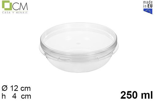 [110460] Oval multipurpose plastic container with hermetic lid 250 ml