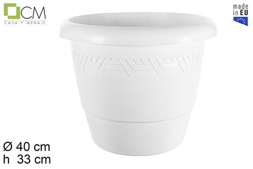 [110470] Pot en plastique Elsa en blanc 40 cm