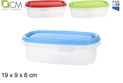 [103116] Oval lunch box with colored lid 19x9 cm