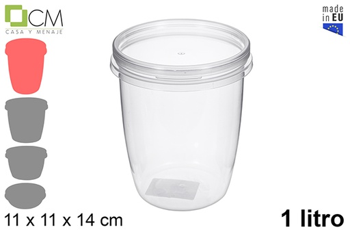 [110457] Contenitore ovale multiuso in plastica con coperchio ermetico 1 l.