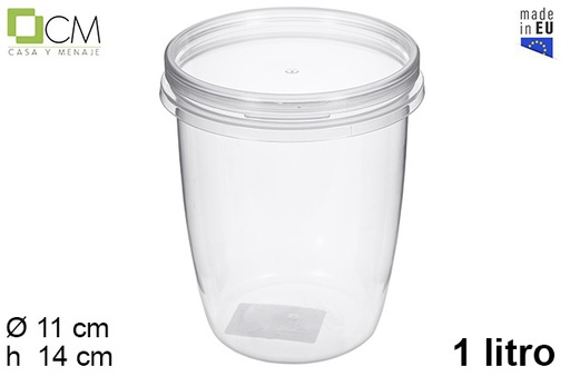 [110457] Oval multipurpose plastic container with hermetic lid 1 l.