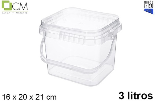 [110464] Recipiente plástico multiuso quadrado 3.000 ml