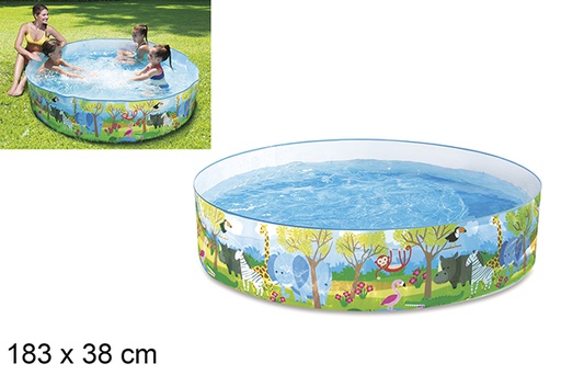 [205064] Piscina inflável infantil decorada Safari 183x38 cm