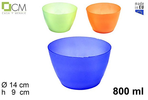 [102933] Small plastic bowl assorted colors 800 ml