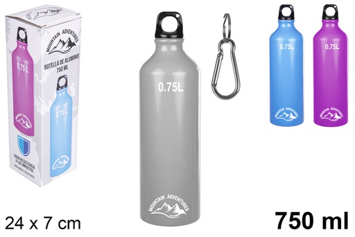 [108730] Botella aluminio color y mosquetón 750 ml