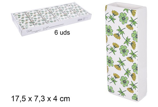 [110478] Humidificateur rectangulaire en céramique décoré de chrysanthèmes