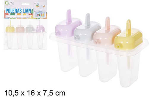 [110690] Pack 4 moules à glace couleurs assorties