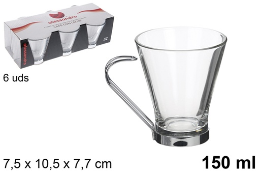 [110174] Taza cristal café con leche asa metal 150 ml