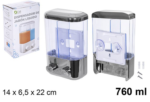 [108684] Double silver liquid soap dispenser 760 ml