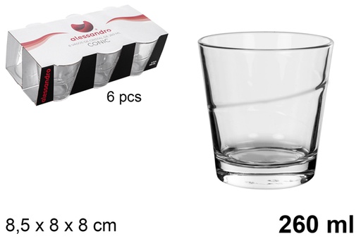 [107938] Pack 6 vaso cristal agua conic 260 ml