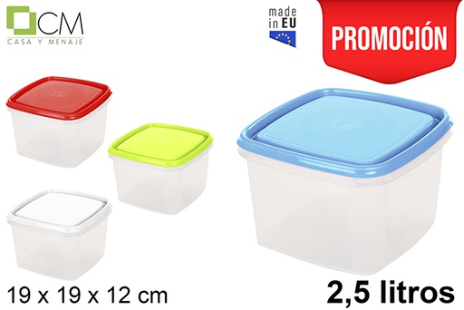 [102881] Contenitore per alimenti plastica quadrato colori asortiti 2,5 l.