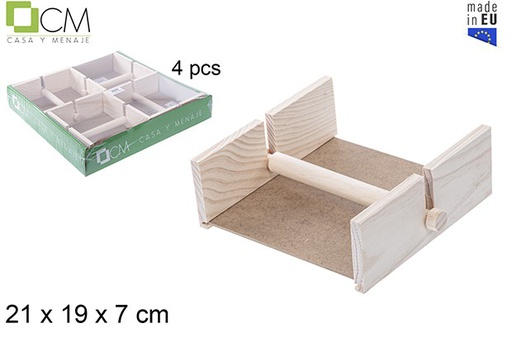 [110911] Natural square wooden napkin holder