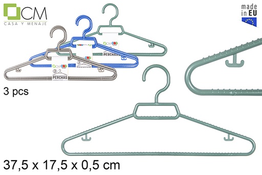 [102970] Pack 3 perchas plástico colores surtidos