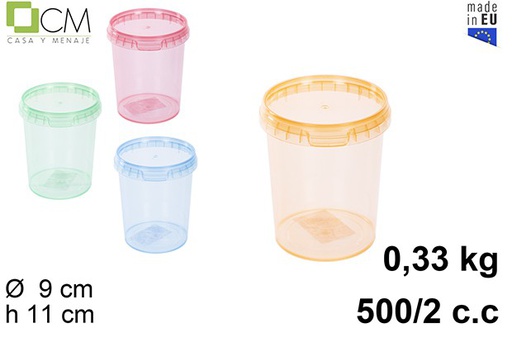 [110834] Envase multiusos tarrina colores translúcidos 500/2 c.c.(0,33 kg)