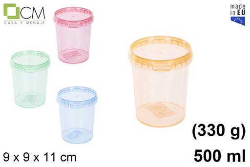 [110834] Recipiente plástico multiuso em cores translúcidas 500 ml (0,33 kg)