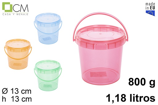 [110835] Envase multiusos plástico colores translucidos 1.180 ml (800 gr)