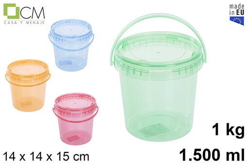 [110836] Multipurpose plastic container in translucent colors 1.500 ml (1 kg)