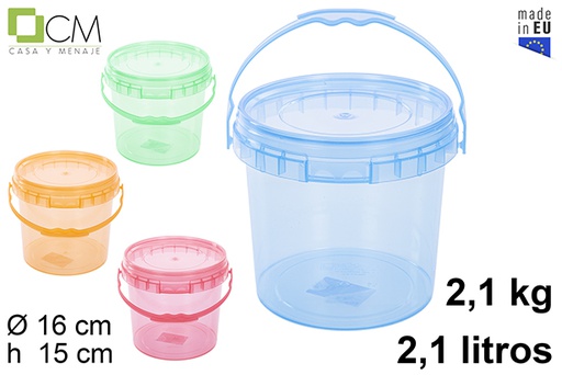 [110837] Envase plástico multiusos colores translucidos 2.100 ml (2,1 kg)