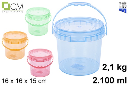 [110837] Recipiente plástico multiuso em cores translúcidas 2.100 ml (2,1 kg)