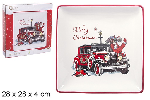 [111026] Square ceramic tray with Santa Claus 28 cm