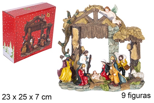 [110718] Nativity Portal 9 figures 23 cm