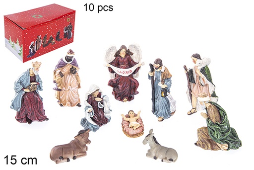 [110927] Pack 10 pieces resin Nativity scene 15 cm  