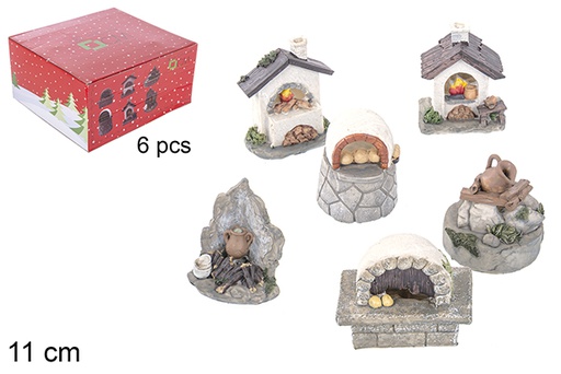 [110930] Nativity scene accessory LED oven 6 assorted models 11 cm