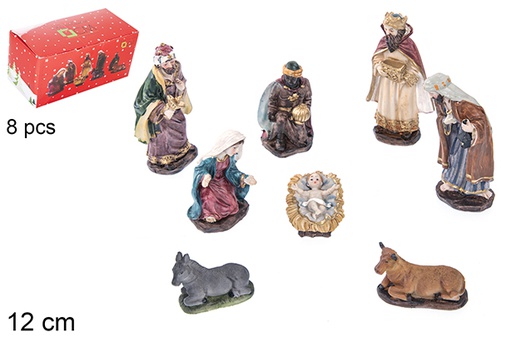 [110932] Pack 8 pièces Nativité en résine 12 cm