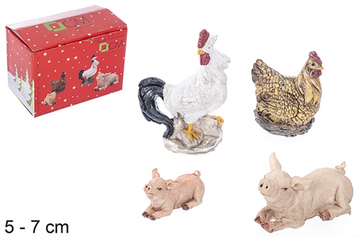 [110940] Pack 4 animali da fattoria per presepe 5-7 cm 